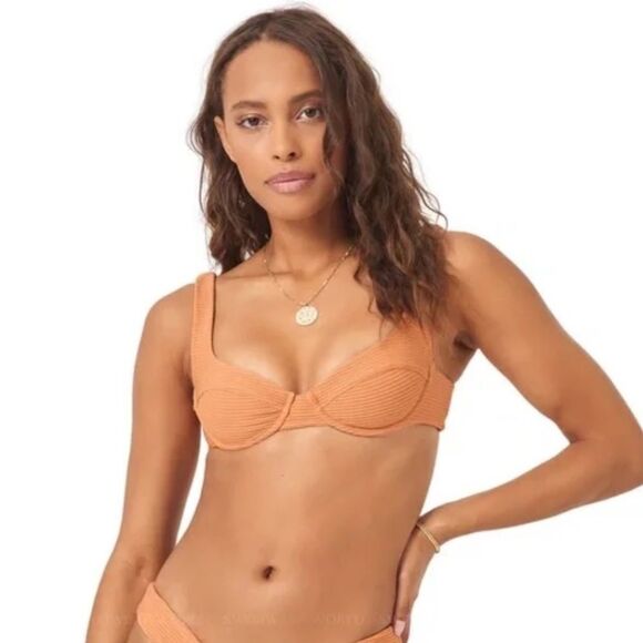NWT L*Space Eco Chic Repreve® Nikita Bikini Top in Sienna Size Small - Picture 1 of 7